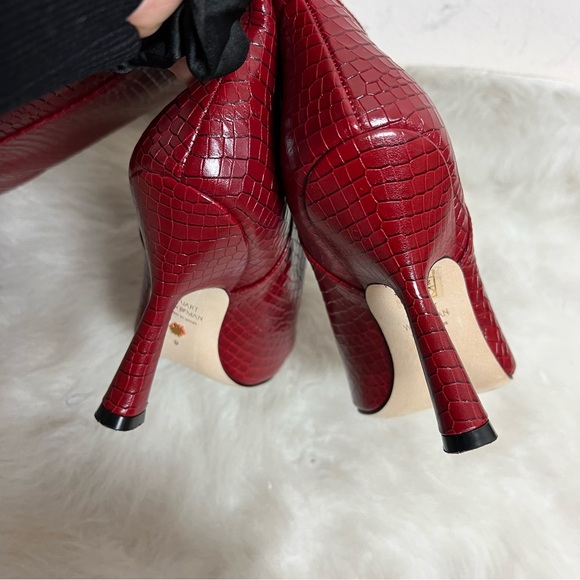 Stuart Weitzman Parton Red Croc Snakeskin Leather Tall Heel Boots - Picture 14 of 14